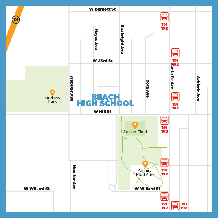 Beach High School Bus Map